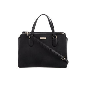 KATE SPADE Saffiano Black Leather Medium Square Tote Bag Purse